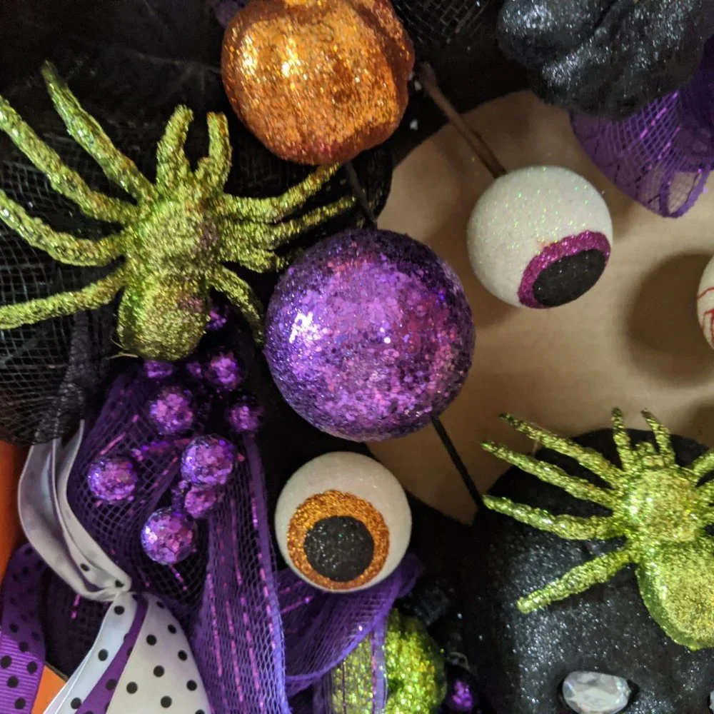 Home accents Halloween wreath skull 20-in eyes‎ bla